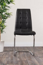 Furniturebox Uk Novara Chrome Metal And Glass Large Round Dining Table And 6 Black Murano Chairs Set - thumbnail 5