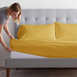 Ameha Ochre Fitted Sheet Anti Allergic Extra Deep 25 Cm Bedsheet Super King Microfiber Hypoallergenic Durable Bedsheet(180X200Cm) - thumbnail 2