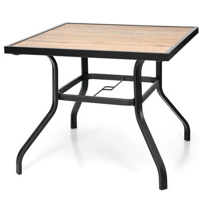 Costway 90 Cm Square Patio Dining Table Outdoor Bistro Table 4 Person W/steel Frame - image 1