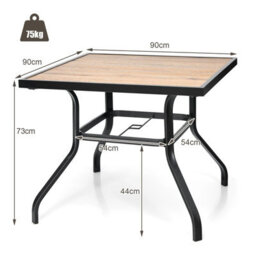 Costway 90 Cm Square Patio Dining Table Outdoor Bistro Table 4 Person W/steel Frame - thumbnail 2