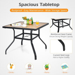 Costway 90 Cm Square Patio Dining Table Outdoor Bistro Table 4 Person W/steel Frame - thumbnail 6