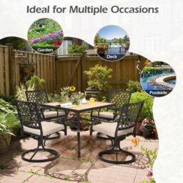 Costway 90 Cm Square Patio Dining Table Outdoor Bistro Table 4 Person W/steel Frame - thumbnail 5