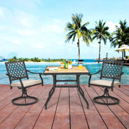 Costway 90 Cm Square Patio Dining Table Outdoor Bistro Table 4 Person W/steel Frame - thumbnail 4