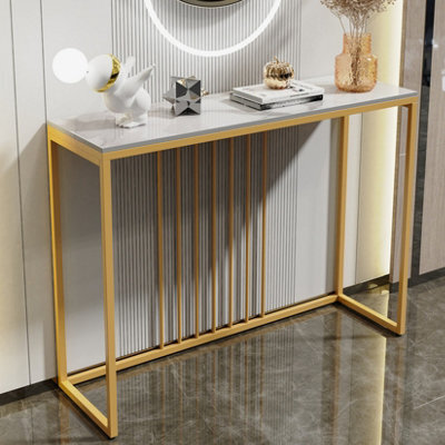 Fativo 100Cm W Slim Narrow Hallway Console Table Scratch-Proof Sintered Stone Marble Long Bar Table - image 1