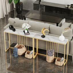 Fativo 100Cm W Slim Narrow Hallway Console Table Scratch-Proof Sintered Stone Marble Long Bar Table - thumbnail 7