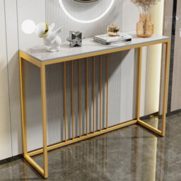 Fativo 100Cm W Slim Narrow Hallway Console Table Scratch-Proof Sintered Stone Marble Long Bar Table