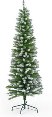 Snowtime Spinky Snow Flocked Pencil Christmas Tree - 5Ft/150Cm