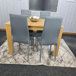 Kosy Koala Oak Effect Dining Table Set With 4 Grey Faux Leather Chairs Dining Room Furniture - thumbnail 2