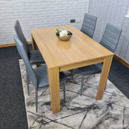 Kosy Koala Oak Effect Dining Table Set With 4 Grey Faux Leather Chairs Dining Room Furniture - thumbnail 5