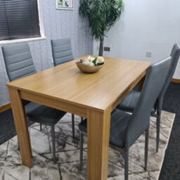 Kosy Koala Oak Effect Dining Table Set With 4 Grey Faux Leather Chairs Dining Room Furniture - thumbnail 7