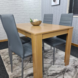 Kosy Koala Oak Effect Dining Table Set With 4 Grey Faux Leather Chairs Dining Room Furniture - thumbnail 6