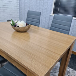 Kosy Koala Oak Effect Dining Table Set With 4 Grey Faux Leather Chairs Dining Room Furniture - thumbnail 8
