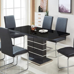 Furniture in Fashion Parini Extending High Gloss Dining Table In Black With Glass Top