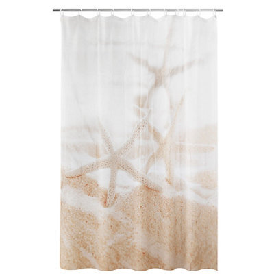 GoodHome Balka Beige Starfish Shower Curtain (W)180Cm - image 1