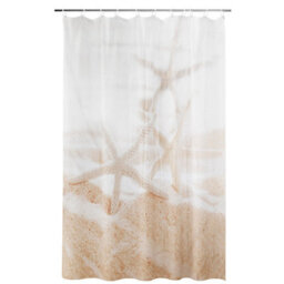GoodHome Balka Beige Starfish Shower Curtain (W)180Cm - thumbnail 1