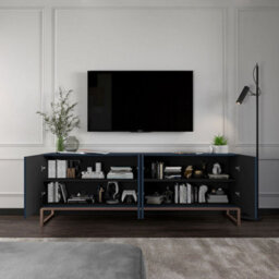 Heze Furniture Elpis Glamour Tv Cabinet Media Unit Extra Long 300 Cm - Navy Matt / Copper Frame - thumbnail 2