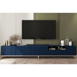Heze Furniture Elpis Glamour Tv Cabinet Media Unit Extra Long 300 Cm - Navy Matt / Copper Frame - thumbnail 3