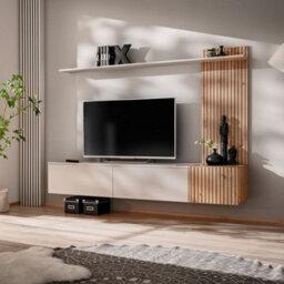 Arte Cashmere, Oak Artisan & Black Solo Entertainment Unit H130Cm W180Cm D40Cm - Modern Media Storage Solution - thumbnail 1