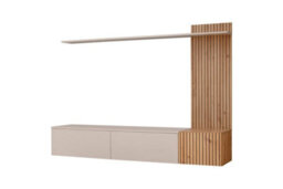 Arte Cashmere, Oak Artisan & Black Solo Entertainment Unit H130Cm W180Cm D40Cm - Modern Media Storage Solution - thumbnail 2