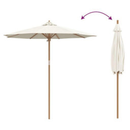 Berkfield Garden Parasol Cream White 240 X 240 X 260 Cm Bamboo - thumbnail 6