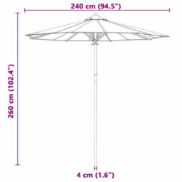 Berkfield Garden Parasol Cream White 240 X 240 X 260 Cm Bamboo - thumbnail 7