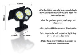 St Helens Home & Garden Outdoor Solar Light Motion Sensor Solar Security Flood Light With Ground Spike - thumbnail 3