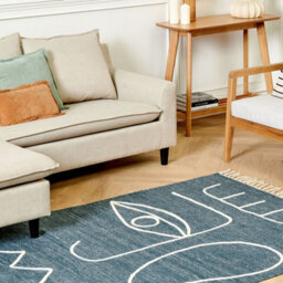 Wyld And Coco Handwoven Area Rug Blue Polyester 140 X 200 Cm Rectangle With Tassels Abstract Boho - thumbnail 2