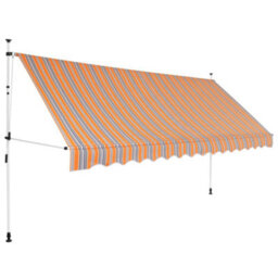 Berkfield Manual Retractable Awning 350 Cm Yellow And Blue Stripes