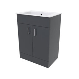 Nes Home Nanuya 600mm Floor Standing Anthracite Stylish Slim Basin Vanity Unit - thumbnail 7