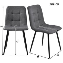Btm 117X68Cm Dining Table Set With 4 Chairs, Dark Grey Linen, Black Legs - thumbnail 8