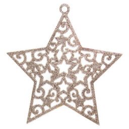 Christmas Tree Decoration Hanging Glitter Stars 6 Champagne - thumbnail 1