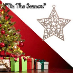 Christmas Tree Decoration Hanging Glitter Stars 6 Champagne - thumbnail 6