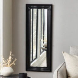 Julian Bowen Tokyo Gloss Black Dress Mirror, Plastic Frame, Rectangular, Full Length, Freestanding, 115 X 45 X 3.5Cm