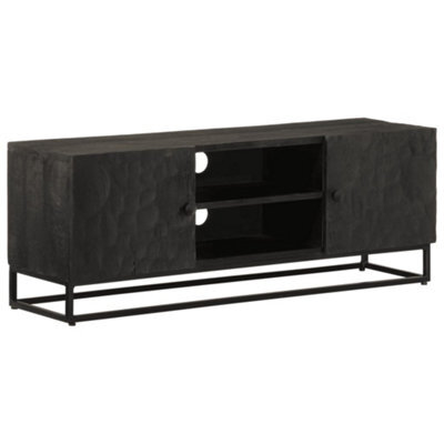 Berkfield Tv Cabinet Black 110X30X40 Cm Solid Wood Mango And Iron - image 1