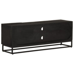 Berkfield Tv Cabinet Black 110X30X40 Cm Solid Wood Mango And Iron - thumbnail 5