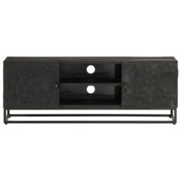 Berkfield Tv Cabinet Black 110X30X40 Cm Solid Wood Mango And Iron - thumbnail 3