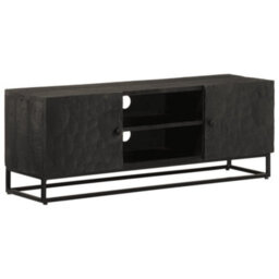 Berkfield Tv Cabinet Black 110X30X40 Cm Solid Wood Mango And Iron - thumbnail 1