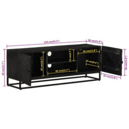 Berkfield Tv Cabinet Black 110X30X40 Cm Solid Wood Mango And Iron - thumbnail 9