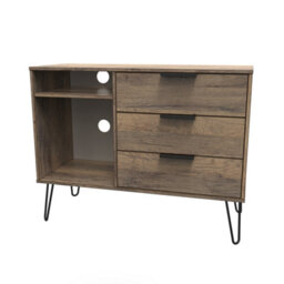 Fuji 3 Drawer Tv Unit In Vintage Oak (Ready Assembled) - thumbnail 3