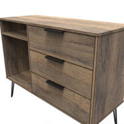 Fuji 3 Drawer Tv Unit In Vintage Oak (Ready Assembled) - thumbnail 4