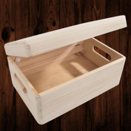 Woodeedoo Medium Pinewood Storage Box With Handles And Solid Wood Lid For Home Office Craft Trinkets Organisation 29.5X19.5X13Cm - thumbnail 8