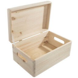 Woodeedoo Medium Pinewood Storage Box With Handles And Solid Wood Lid For Home Office Craft Trinkets Organisation 29.5X19.5X13Cm - thumbnail 9