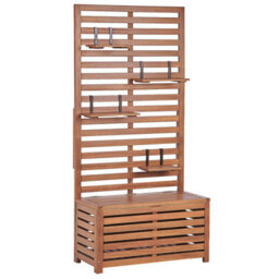 Beliani Garden Bench With Wall Panel Matino Acacia Wood 80 Cm 40 Cm Brown - thumbnail 5