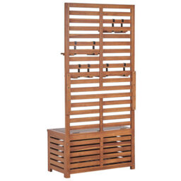 Beliani Garden Bench With Wall Panel Matino Acacia Wood 80 Cm 40 Cm Brown - thumbnail 7