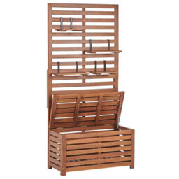 Beliani Garden Bench With Wall Panel Matino Acacia Wood 80 Cm 40 Cm Brown - thumbnail 6
