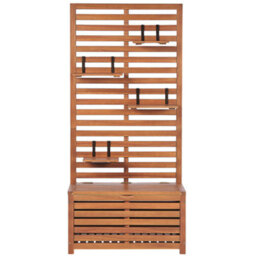Beliani Garden Bench With Wall Panel Matino Acacia Wood 170 Cm 80 Cm Brown