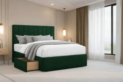 "Nexus Kyoto Plush Divan, Emerald, 54"" Headboard, 2 Drawers Foot-End, Open Coil Mattress, Super King" - image 1