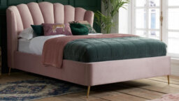 Save On Goods UK 4Ft6 Double Pink Velvet Fabric Ottoman Lift Up Storage Bed Frame.fan,shell,winged Back Style - thumbnail 2