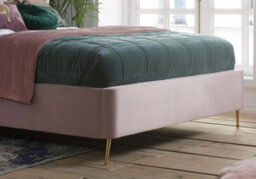Save On Goods UK 4Ft6 Double Pink Velvet Fabric Ottoman Lift Up Storage Bed Frame.fan,shell,winged Back Style - thumbnail 5