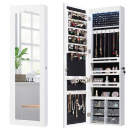 Gainoom Wall Mounted Led Mirror White Jewelry Organizer 6 Drawers - thumbnail 1